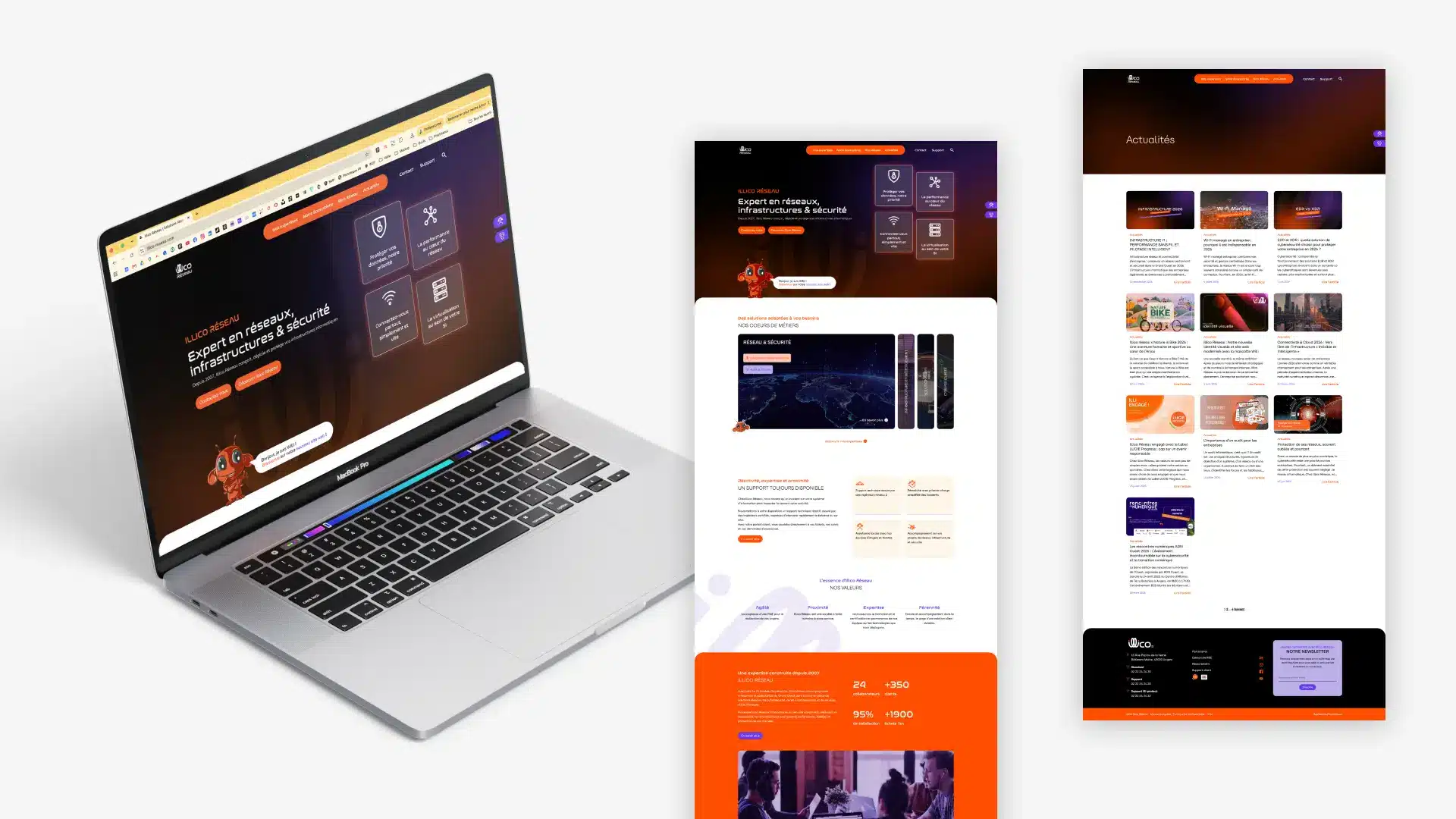 Nouveau site internet d'Illico Réseau sur ordinateur et en pleine page